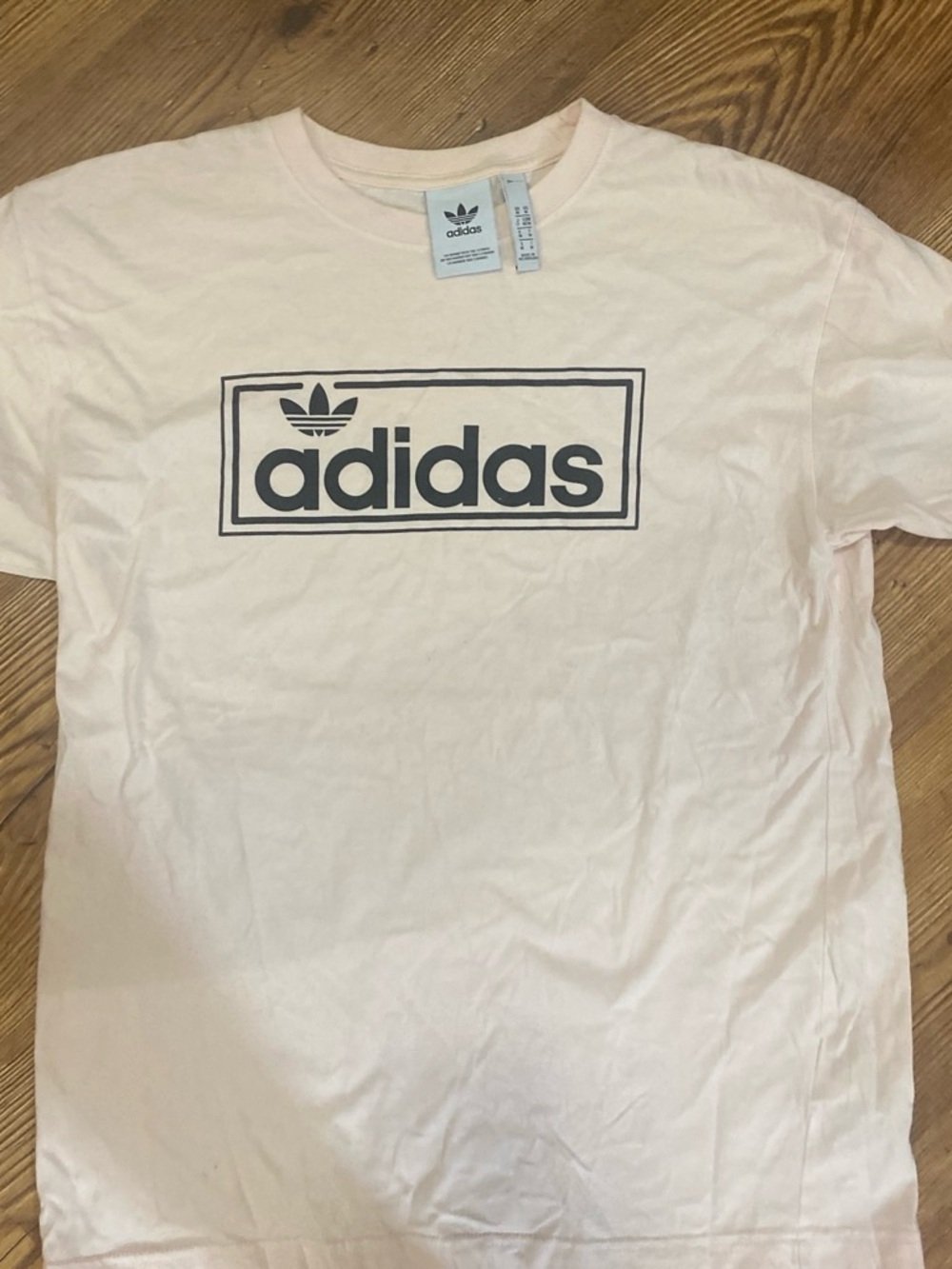 adidas Men’s Pale Pink Trefoil Box Logo Short Sleeve Tee